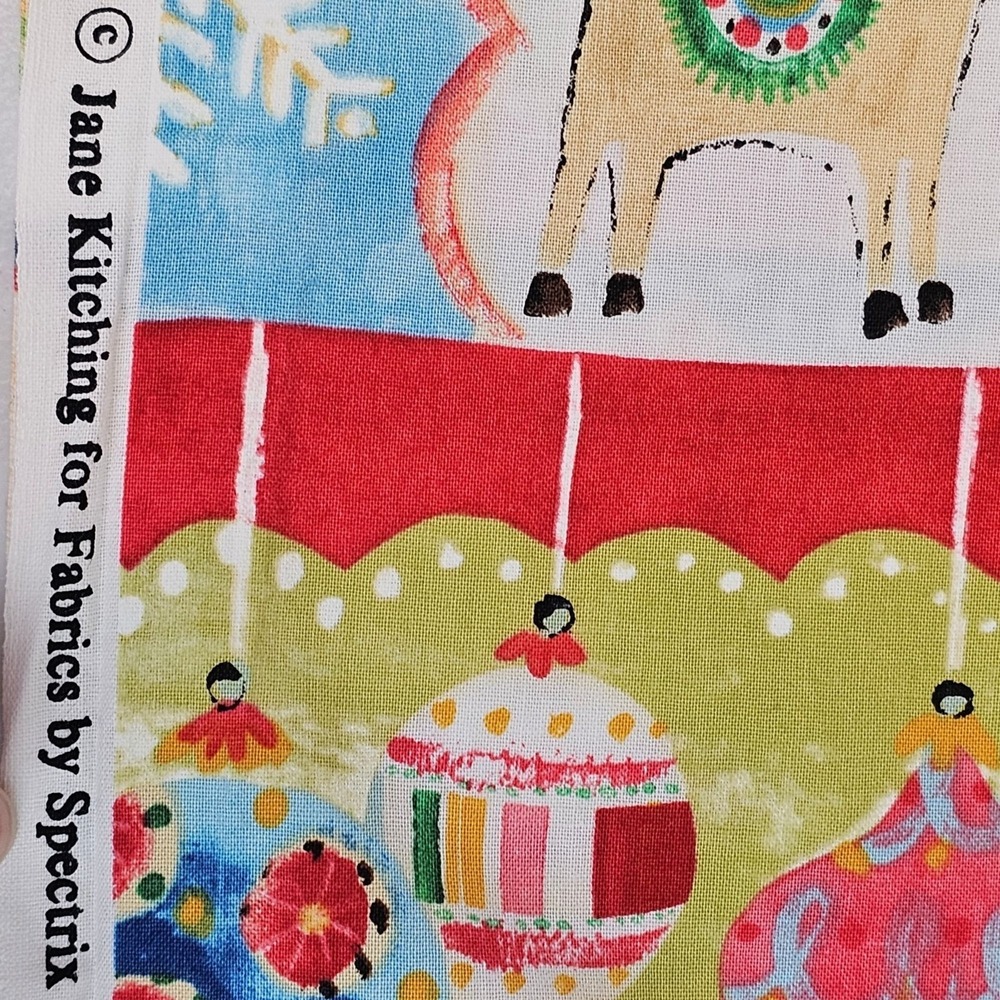 Jane Kitching for Spectrix Christmas Holiday Cotton Fabric 42x58" Santa Snowman - Picture 14 of 15